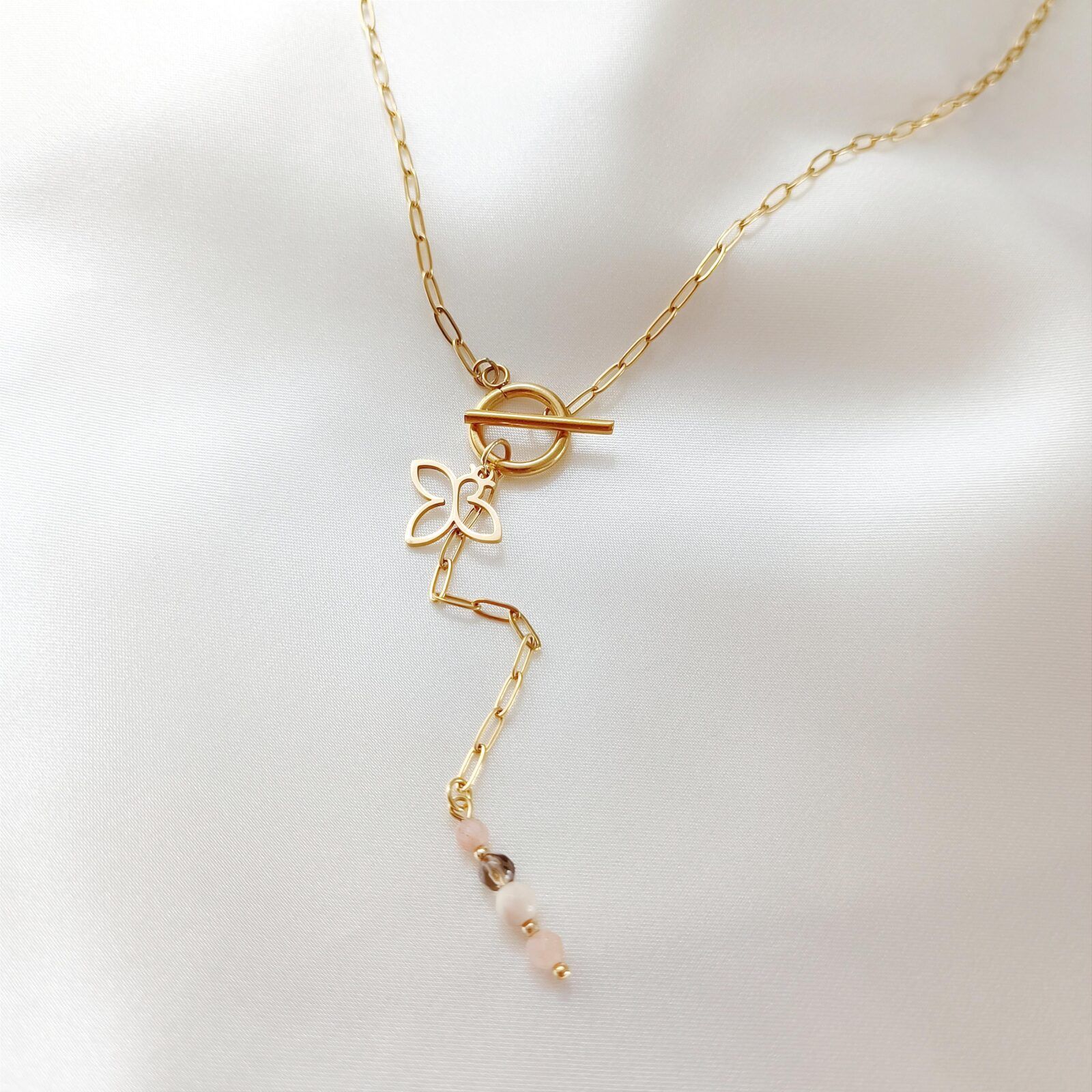 1000139966-01 Łańcuszek Beezu z jasnymi kamieniami