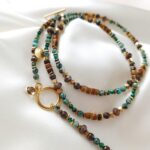 ZEMIRA - długi naszyjnik z malachitem i tygrysim okiem ZEMIRA - długi naszyjnik z malachitem i tygrysim okiem