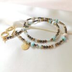 ALISSA - naszyjnik z pirytem i larimarem ALISSA - naszyjnik z pirytem i larimarem