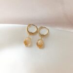 Kolczyki z cytrynem - kółka z zawieszką Kolczyki z cytrynem - kółka z zawieszką