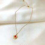 Łańcuszek - blaszka i koral Łańcuszek - blaszka i koral