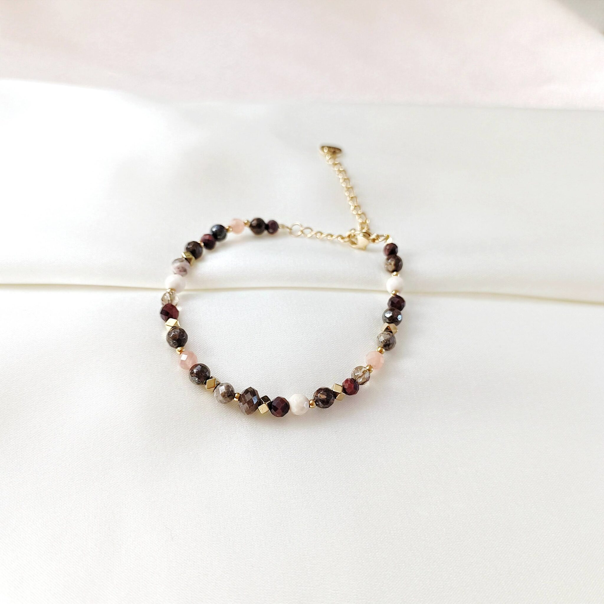 1730981211016 Bransoletka z brązowych kamieni - Tygrysie oko, kwarc dymny