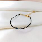 BLUE DIAMOND - bransoletka z niebieskim diamentem - czarna BLUE DIAMOND - bransoletka z niebieskim diamentem - czarna