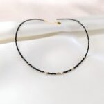 GRAY DIAMOND - naszyjnik z szarym diamentem - czarny GRAY DIAMOND - naszyjnik z szarym diamentem - czarny