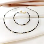 GRAY DIAMOND - bransoletka z szarym diamentem - czarna GRAY DIAMOND - bransoletka z szarym diamentem - czarna