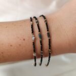 GRAY DIAMOND - bransoletka z szarym diamentem - czarna GRAY DIAMOND - bransoletka z szarym diamentem - czarna