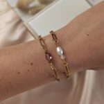 Bransoletka LILY z perłą i kwarcem różowym Bransoletka LILY z perłą i kwarcem różowym