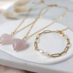 Łańcuszek - serce kwarc różowy Łańcuszek - serce kwarc różowy