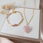 Łańcuszek - serce kwarc różowy Łańcuszek - serce kwarc różowy