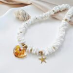 Unikat - Naszyjnik z białą muszlą ciętą Unikat - Naszyjnik z białą muszlą ciętą