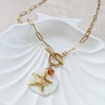 Wakacyjny naszyjnik z rozgwiazdą i bursztynem Wakacyjny naszyjnik z rozgwiazdą i bursztynem