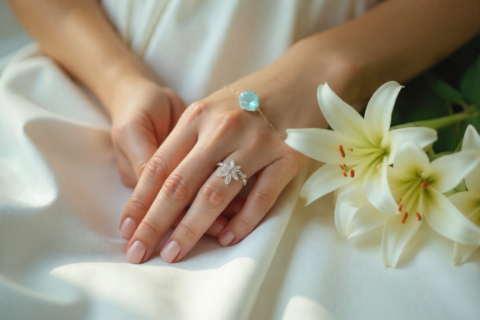 delikatna biżuteria z akwamarynem