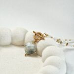 Unikat - naszyjnik z kryształem górskim i labradorytem Unikat - naszyjnik z kryształem górskim i labradorytem